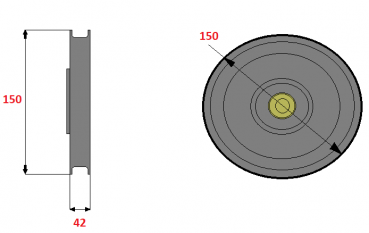 DEWULF - Riemenscheibe Ø150mm (≙ 2370042 ) für Möhrenroder / Klemmbandroder