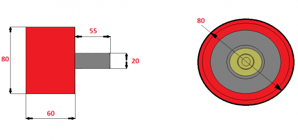 DEWULF - Support roller Ø80mm (corresponds: 2660001F)